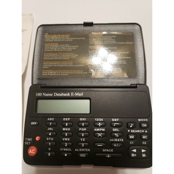 Data Bank 100 Name Telephone E-Mail Directory Orgzr. Calculator & Clock w/logo - Picture 1 of 7